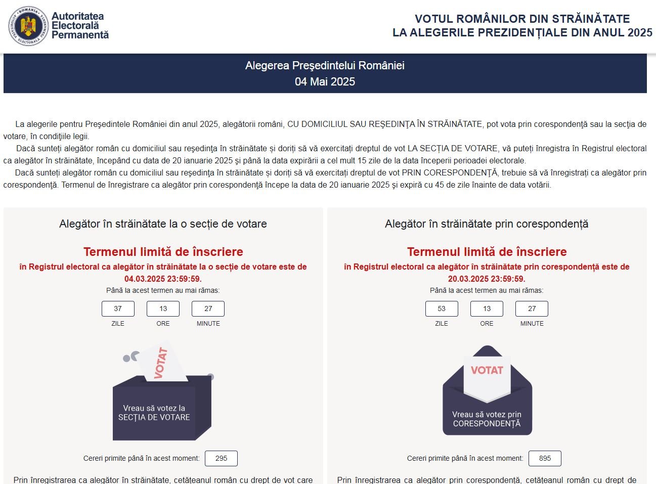 Românii sunt chemați din nou la urne pentru alegerile prezidențiale din mai 2025: Ce trebuie să știți despre platforma VOTSTRAINATATE.ro