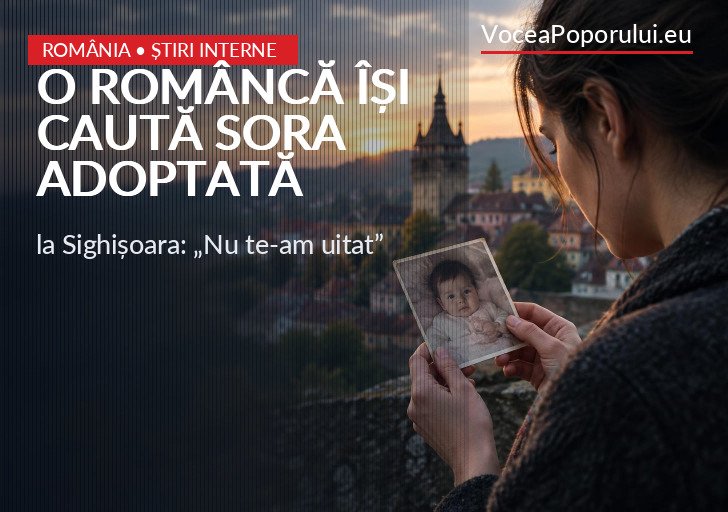 Imagine reprezentativă pentru: O româncă își caută sora adoptată în 1991, la Sighișoara: „Nu te-am uitat” – VoceaPoporului.eu