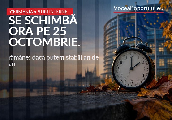 Imagine reprezentativă pentru: Se schimbă ora pe 25 octombrie. Dar întrebarea rămâne: dacă putem stabili an de an când mutăm ceasurile, de ce nu putem decide să nu le mai mutăm deloc? – VoceaPoporului.eu
